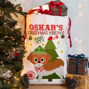 Personalised Pekingese Dog Christmas Sack for Pet Festive Treats