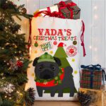 Personalised Pug Dog Christmas Sack for Pet Festive Treats