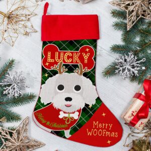 Personalised Maltese Dog Christmas Treat Stocking for Pets