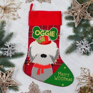 Personalised English Sheepdog Dog Christmas Treat Stocking for Pets