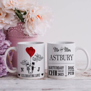 Personalised Mr & Mrs Vintage Carnival Wedding Mug Couple Gift