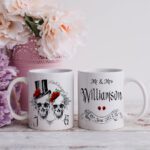 Personalised Vintage Skulls Wedding Mug Couple Gift