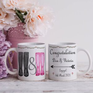 Personalised Wellies Engagement Wedding Mug Couple Gift