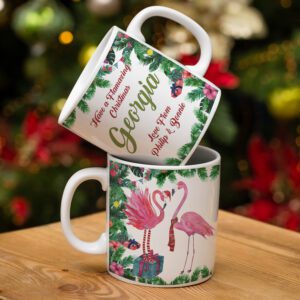 Personalised Funny Flamingo Christmas Mug Festive Gift