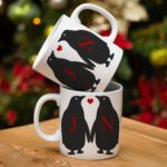 Personalised Cute Penguin Couple Christmas Mug Festive Gift