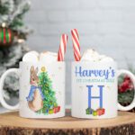 Personalised First Christmas Peter Rabbit Mug Baby Festive Gift