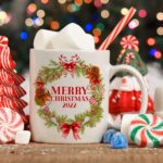 Personalised Squirrel Wreath Christmas Mug Festive Gift