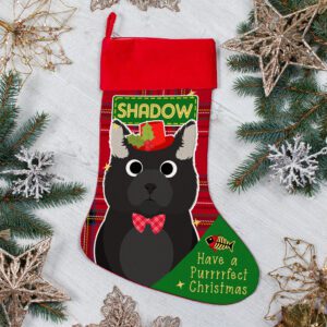 Personalised Black Cat Christmas Treat Stocking Festive Pet Gift