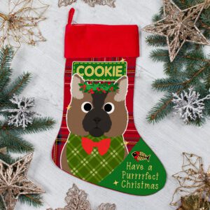 Personalised Brown Cat Christmas Treat Stocking Festive Pet Gift