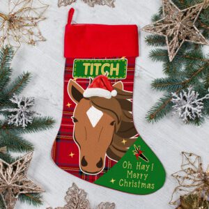 Personalised Brown Horse Christmas Treat Stocking Festive Pony Gift