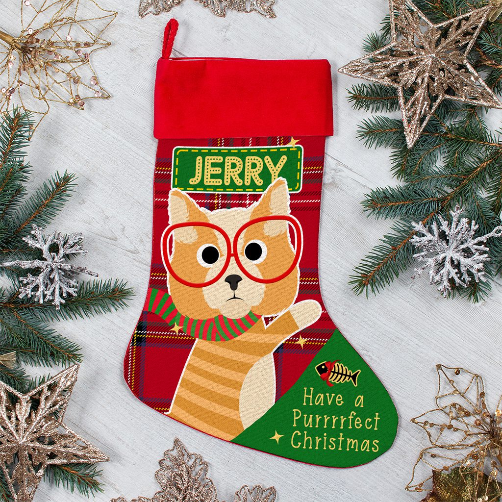 Personalised Ginger Tabby Cat Christmas Treat Stocking Festive Pet Gift