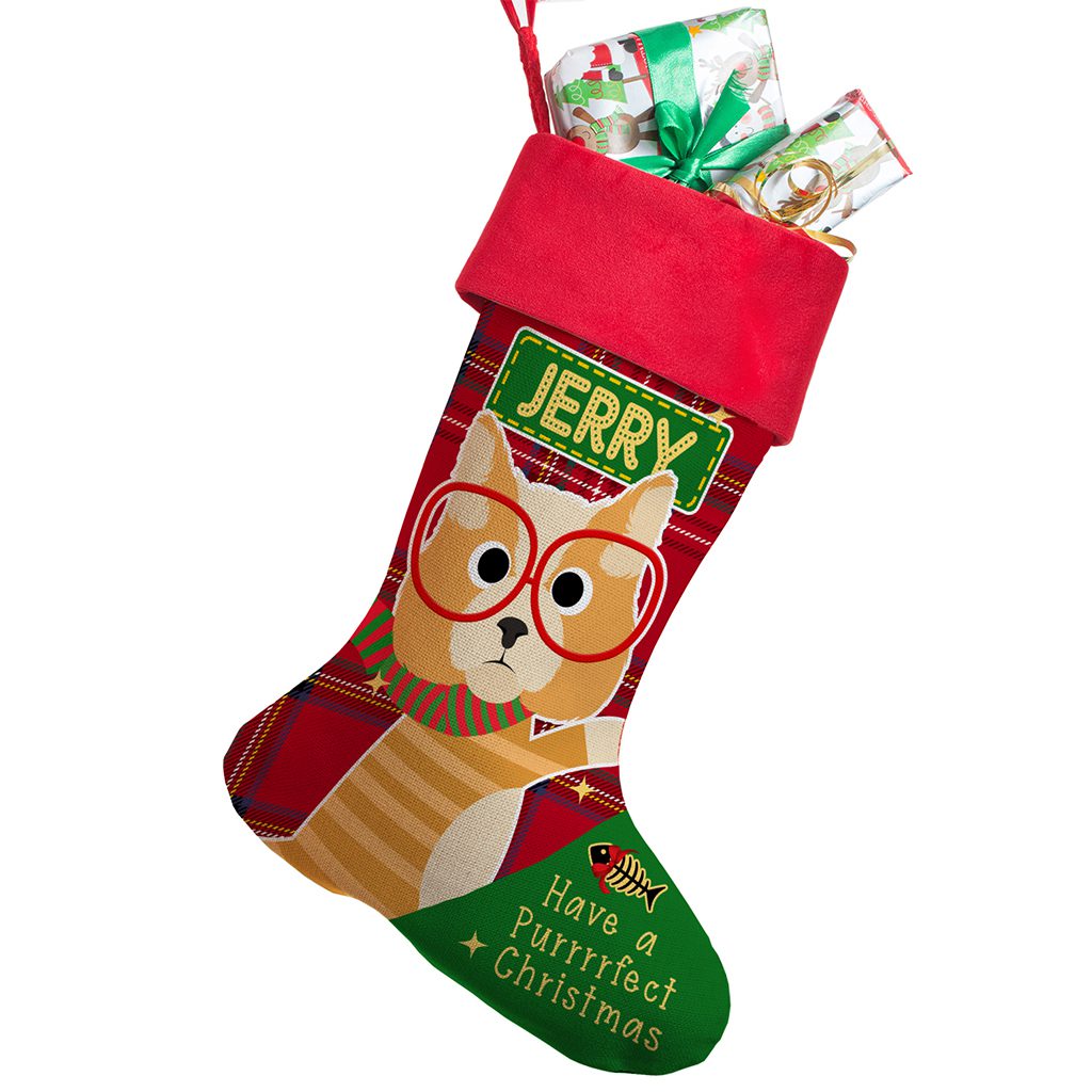 Personalised Ginger Tabby Cat Christmas Treat Stocking Festive Pet Gift