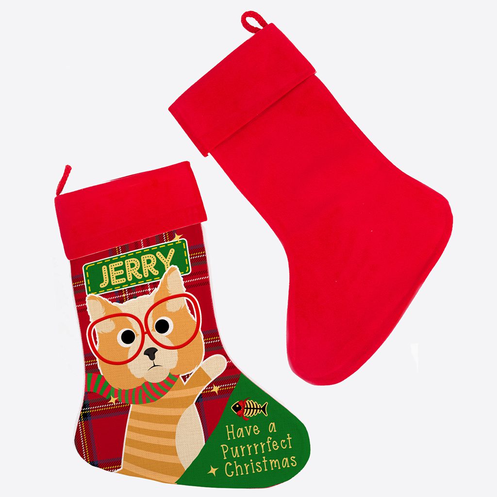 Personalised Ginger Tabby Cat Christmas Treat Stocking Festive Pet Gift