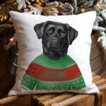Personalised Labrador Christmas Cushion Cover Dog in Jumper Xmas Decor Gift