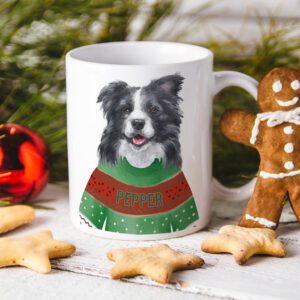 Personalised Border Collie Dog Christmas Jumper Mug DJM08