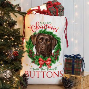 Personalised Labrador Christmas Wreath Dog Treat Sack DWS14