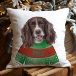 Personalised Springer Spaniel Christmas Cushion Cover Dog in Jumper Xmas Decor Gift