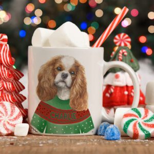 Personalised King Charles Spaniel Dog Christmas Jumper Mug DJM17