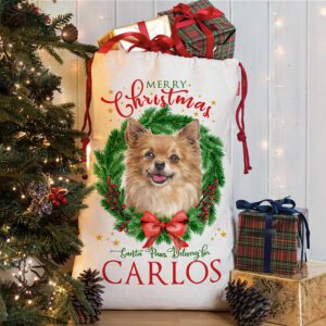 Personalised Chihuahua Christmas Wreath Dog Treat Sack DWS18