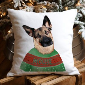 Personalised German Shepherd Alsatian Dog Christmas Jumper Cushion Cover DJ30