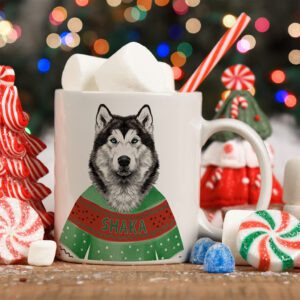 Personalised Husky Dog Christmas Jumper Mug DJM36
