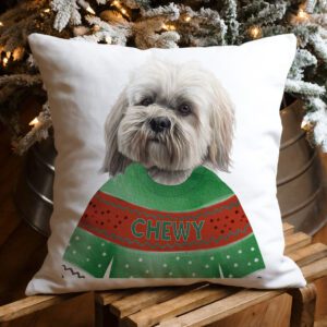 Personalised Lhasa Apso Dog Christmas Jumper Cushion Cover DJ38