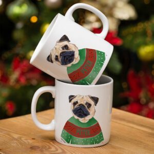 Personalised Pug Dog Christmas Jumper Mug DJM41