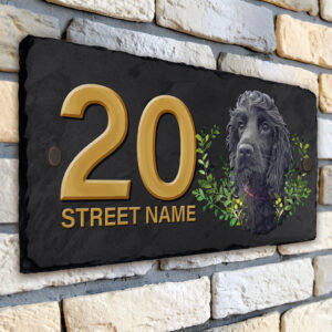 Personalised Cocker Spaniel Dog House Number Slate KDS04