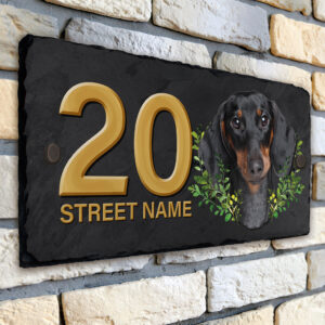 Personalised Dachshund Dog House Number Slate KDS18