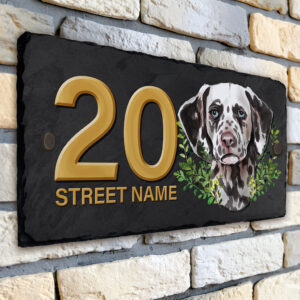 Personalised Dalmatian Dog House Number Slate KDS21