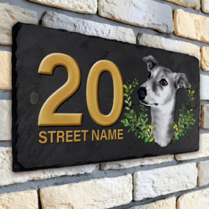 Personalised Greyhound Dog House Number Slate KDS32
