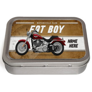 Personalised Harley Davison Fat Boy Motorcycle Tobacco Tin VBP13