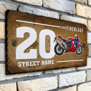 Personalised Honda Fireblade Classic Motorcycle House Number Slate VBS17