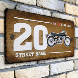Personalised Norton 750 Commando Classic Motorcycle House Number Slate VBS58
