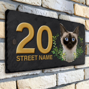 Personalised Siamese Cat House Number Slate KCS10