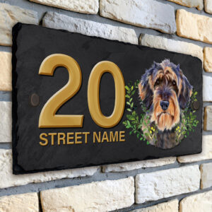 Personalised Dachshund Dog House Number Slate KDS51