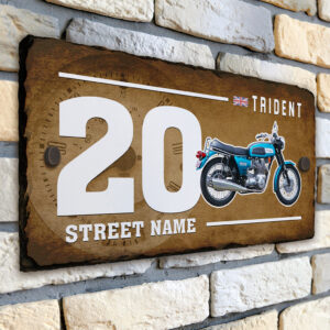 Personalised Triumph Trident Classic Motorcycle House Number Slate VBS40