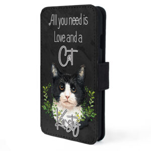 Personalised Black & White Cat Flip Phone Case ND60