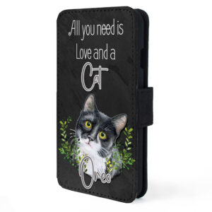 Personalised Black & White Cat Flip Phone Case ND61