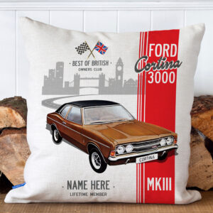 Personalised Ford Cortina MK3 3000 Classic Car Cushion Cover CC12