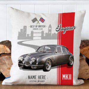 Personalised Jaguar MK2 Classic Car Cushion Cover CC19