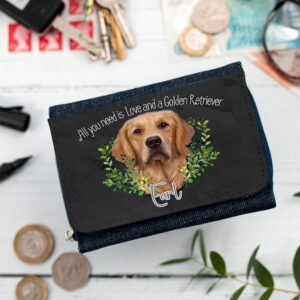 Personalised Golden Retriever Dog Denim Purse NDD31
