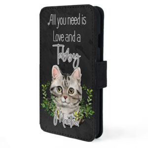 Personalised Grey Tabby Cat Flip Phone Case ND66