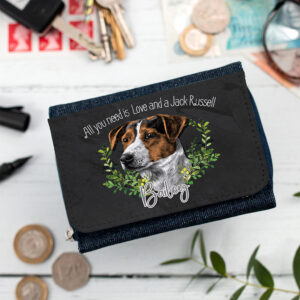 Personalised Jack Russell Dog Denim Purse NDD58