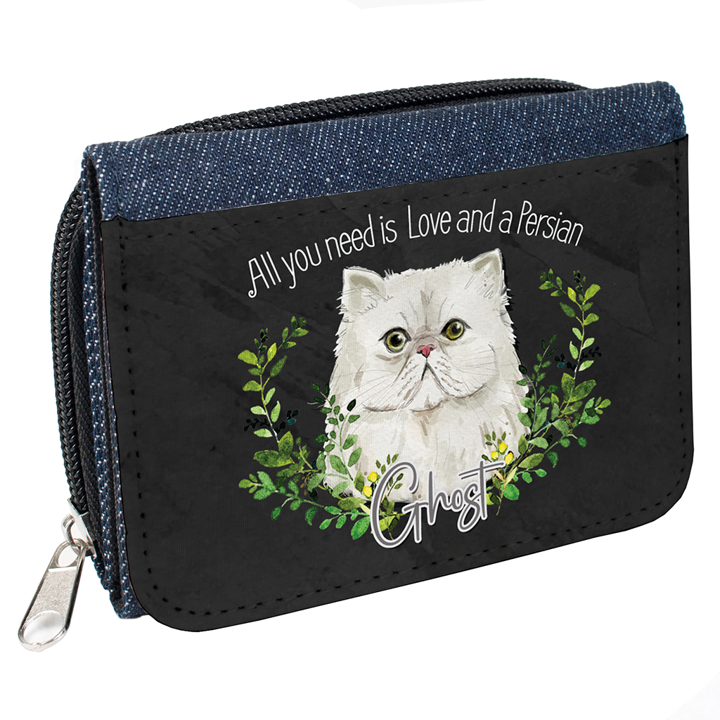 Personalised Persian Cat Denim Purse NDD68 - Image 2