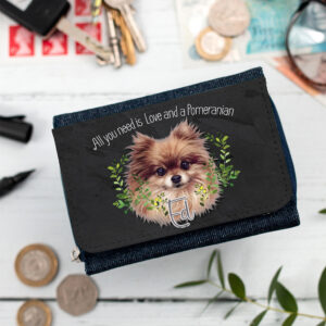 Personalised Pomeranian Dog Denim Purse NDD41