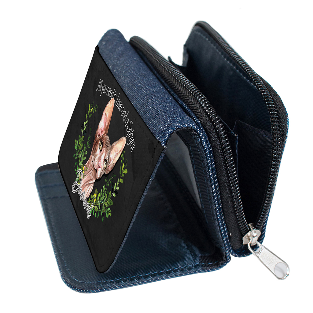 Personalised Sphynx Cat Denim Purse NDD70 - Image 5