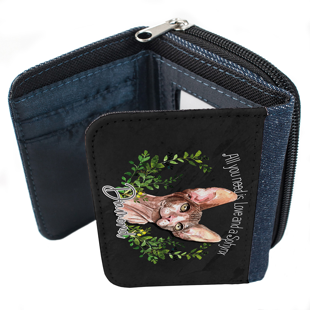 Personalised Sphynx Cat Denim Purse NDD70 - Image 4