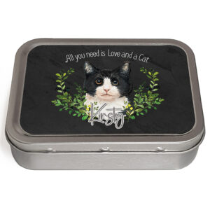 Personalised Black & White Cat Tin NDD60