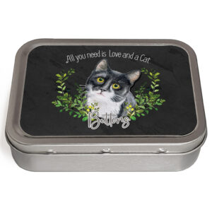 Personalised Black & White Cat Tin NDD61